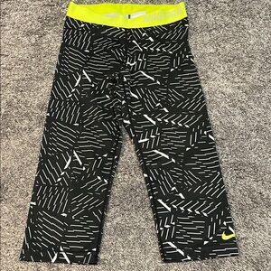 Women’s Nike Pro Black and Yellow Leggings